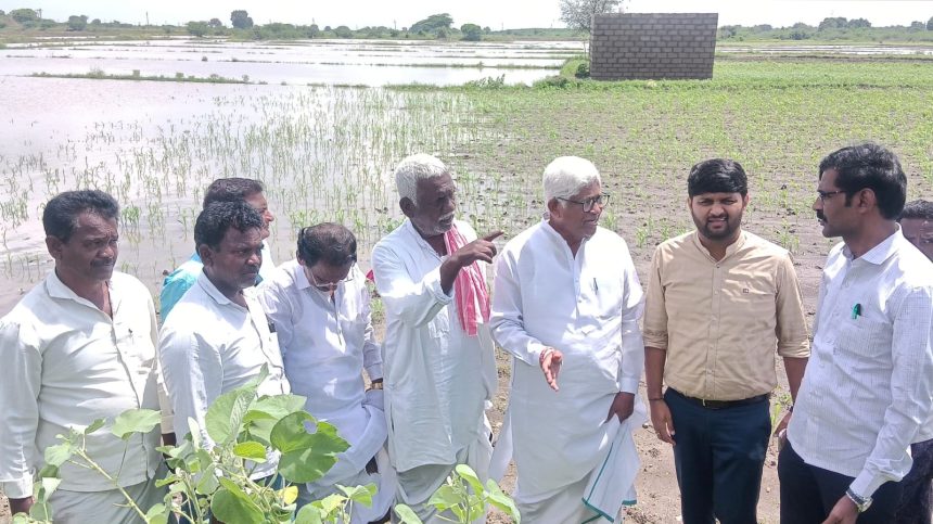 ಮಳೆ ಬೆಳೆ ಹಾನಿ ವೀಕ್ಷಣೆ ಮಾಡಿದ ಸಿಂಧನೂರು ಶಾಸಕ ಹಂಪನಗೌಡ ಬಾದರ್ಲಿ